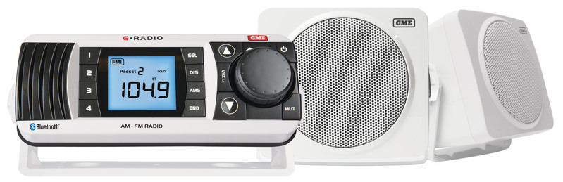 AM/FM IP67 Marine Stereo Entertainment Pack (GR300BTW & S3 Box Speakers) - White