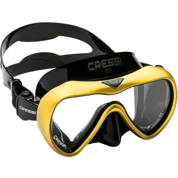 DIVING MASK Cressi A1 MASK BLACK/YELLOW CLEAR LENS ANTI FOG