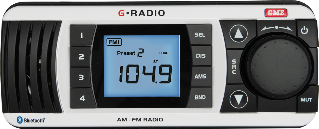 GME جهاز استيريو بحري مع بلوتوث FM/AM/BT - ابيض